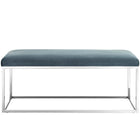 Modway Anticipate Performance Velvet Bench - Sea Blue-Non-Marking Foot Pads