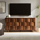 Modway Foundry Woven Design Buffet Storage Cabinet - 71" - in Walnut-Magnetic Door Latches