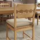 Modway Jax Oak Wood Dining Chair With Wavy Razor Back and Cushion - Weathered Oak Linen-Non-Marking Foot Pads