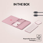 Logitech Casa Pop-Up Desk - Bohemian Blush-Sustainability: Plastic parts in Casa Pop-Up Desk include certified post-consumer recycled plastic (Touchpad: minimum 62%, Keyboard: minimum 47%, Book: minimum 44%) 