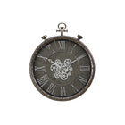 Monarch Specialties Clocks 24" Round Wall Clock - Grey -Sophisticated, vintage, pocket-watch style 24" round wall clock with a moving gear mechanism in rustic grey finish suitable for transitional style decors