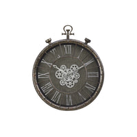 Monarch Specialties - Horloge - 24 po Rond - Mécanisme D'Engrenage - Horloge Murale - Gris - Transitionnel-Horloge murale ronde de 24 pouces de style montre à gousset, sophistiquée et vintage, avec un mécanisme à engrenage mobile en finition gris rustique convenant aux décors de style transitionnel