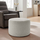 Modway Callum Large 23" Round Woven Heathered Fabric Upholstered Ottoman - Heathered Weave/Ivory-Non-Marking Foot Glides