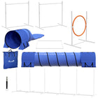 PawHut Dog Agility Training Equipment 7-Piece Set ith Tunnels and Adjustable Hurdles-Use it on grass or any suitable flat ground 