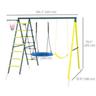 Outsunny 4 in 1 Swing Set for Backyard Outdoor - Yellow-Robust metal pipes for outdoor long-time use 