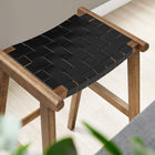 Modway - Saoirse Cuir Tabouret de bar en bois - Noir noyer - Ensemble de 2-Appuie-pieds et supports latéraux