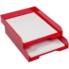 JAM Paper - Plateau de rangement en papier empilable, rouge, paquet de 2-Plateaux empilés au format lettre : 9,75 pouces de largeur x 12,5 pouces de longueur x 3,875 pouces de hauteur