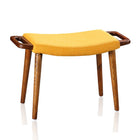 Manhattan Comfort - Geta pouf rembourré tissé en lin de 64 cm style milieu du siècle - jaune et noyer antique-Ottoman moderne du milieu du siècle parfait pour une utilisation dans le salon