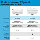 HP - Imprimante Colour InkJet tout-en-un couleur sans fil DeskJet 2855e, numériseur, copieur, idéal pour la maison - 3 mois d’encre gratuite-Imprimante Compacte: Conçue pour s’adapter à n’importe quelle maison