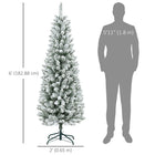 HOMCOM 6' Flocked Pencil Artificial Christmas Tree with Steel Base - Green-Stable steel base provides reliable support 