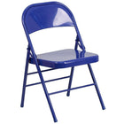 Flash Furniture HERCULES ColourBURST Series Cobalt Blue Triple Braced & Double-Hinged Metal Folding Chair-Triple Braced Frame