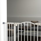 PawHut 31" H Dog Gate with Double Locking Door - White-Adjustable width between 29.1"-31.5" (74-80 cm), 34.3"-37" (87-94 cm), fits different doorways and frames 