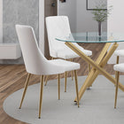 !nspire - Ensemble de 2 chaises d’appoint contemporaines en similicuir et métal, blanc-Dossier courbe confortable avec revêtement de similicuir
