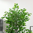 HOMCOM 4.5' Artificial Ficus Tree with Realistic Leaves for Indoor - Green-Colour: Green 