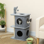 PawHut - Arbre à chat 31,5 po avec 2 condos - multi-niveaux pour chatons-Recouvert de peluche douce 220GSM, offrant confort et facilité de nettoyage 