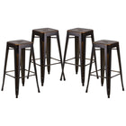 Flash Furniture Commercial Grade 30" High Backless Distressed Copper Metal Indoor-Outdoor Barstool-Set of 4 Stackable Industrial Style Modern Stools