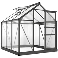 Outsunny Polycarbonate Greenhouse - 6' x 6' x 6.6' - Grey- A polycarbonate greenhouse for outside plant protection
 
