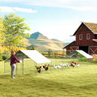 PawHut Galvanized Large Walk-in Chicken Coop Enclosure with Cover - 39.4' x 9.8' x 6.4'-Robust construction made from solid galvanized steel 