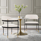 Manhattan Comfort - Lot de 2 fauteuils de salle à manger modernes Lia 24,8 po en chenille crème-Monture en métal de haute qualité avec embouts dorés brossés pour la mode et la durabilité