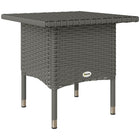 Outsunny - Table basse de patio en osier 20 po avec plateau en plastique sous le dessus tressé, gris-Le design classique s'intègre parfaitement à votre terrasse, jardin ou piscine  