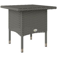 Outsunny - Table basse de patio en osier 20 po avec plateau en plastique sous le dessus tressé, gris-Le design classique s'intègre parfaitement à votre terrasse, jardin ou piscine  