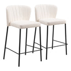 Zuo Linz Counter Stool - Cream - Set of 2-Plush and durable faux leather fabric