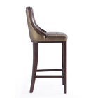 Manhattan Comfort - Tabouret de bar Fifth Avenue 19" traditionnel en similicuir bronze et noyer - lot de 3-Hauteur du siège : 31,5 po