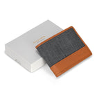 Champs - Portefeuille Top Wing en Denim/Cuir - Beige/Noir-7 fentes pour cartes de crédit
