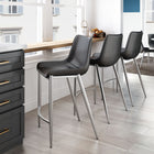 Zuo Magnus Counter Stool - Black/Silver - Set of 2-Assembly required