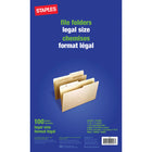 Staples – Chemises de classement en papier recyclé, format légal, 8 1/2 x 14 po, manille, paquet de 100-Onglets réversibles mi-largeur pour un étiquetage facile