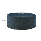 Modway - Callum Gros tissu rond tissé de 38" en bruyère Rembourré Ottoman - Heathered Weave Azure-Rembourrage en mousse dense