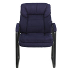 Flash Furniture Navy Microfiber Executive Side Reception Chair with Lumbar Support & Sled Base-Guest Chair