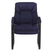 Flash Furniture – Chaise de réception en microfibre avec soutien lombaire et base traîneau, bleu marine (GO1156NVY)-Chaise d'invité