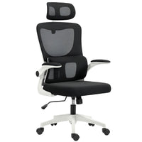 Vinsetto Mesh Office Chair with Adjustable Headrest and Lumbar Support - Black-Lumbar support relieves your low back pressure