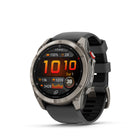 Garmin fēnix 8 Pro Multisport GPS Smartwatch - 51 mm - Titanium with Graphite/Black Silicone Band-RUGGED BY DESIGN - Built to endure, this premium design is dive-rated and features leakproof buttons, a metal sensor guard cover and a bright 1.4" AMOLED display with a scratchresistant lens and titanium bezel — so it can go places your phone can’t. It’s tested to U.S. military standards for thermal, shock and water resistance.