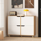 HOMCOM Shoe Cabinet with 4 Flip Drawers - Natural Wood-Made of melamine-coated particle board for durability and easy cleaning
