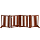 PawHut 4 Panel Foldable Dog Gate with Door - Brown-Made of MDF, robust gate 