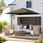 Outsunny 8' L x 8' W Square Patio Hanging Offset Umbrella with 360° Rotation - Tan-8' x 8' (245 x 245 cm) canopy offers complete shade in any park, garden, patio, backyard, beach, pool or other outdoor settings  