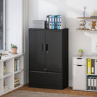 HOMCOM - Armoire de rangement en métal avec serrures - noir-Les coulisses à roulement à billes assurent une ouverture et une fermeture du tiroir en douceur à chaque utilisation 