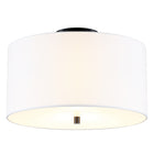 Hudson&Canal - Plafonnier encastré Ellis 16 po avec abat-jour en tissu - Noir mat/blanc-Associé à un abat-jour en tissu tambour blanc