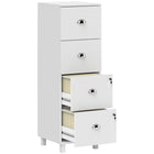 HOMCOM 4-Drawer Lateral Letter/A4 Filing Cabinet with Lock - White-4 drawers accommodate both A4 and letter-sized files

