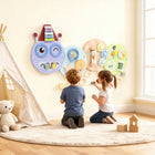 Qaba Caterpillar Activity Montessori Busy Board - Learning Activity Center for Playroom Nursery - Multicoloured-Promotes early learning of time, music and logic through hands-on play 