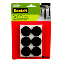 Scotch 1.5" Round Felt Pads - Brown - 24 Pack-Easy-to-apply, self-stick design