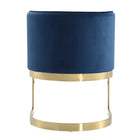 Manhattan Comfort - Chaise de salle à manger moderne Aura 62 cm en velours bleu royal et laiton poli-Livré chez vous entièrement assemblé Aucun assemblage requis