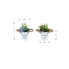 Monarch Specialties - 9361 Succulente Artificielle 7" de Haut - Pots en Métal Blanc - Ensemble de 2-Conçues pour une confiance durable, ces plantes artificielles sont garanties 5 ans, assurant durabilité et style à long terme