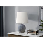 Monarch Specialties 19" H Transitional Table Lamp - Grey Resin / Ivory / Cream Shade-The unique textured finish base with a fluted, concrete-look design adds depth and character, making it a standout addition to your home while brightening up your favorite corners