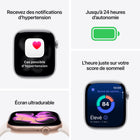 Apple - Watch Series 11 - 42 mm - GPS - Boîtier en aluminium Gris Cosmique avec Bracelet sport Noir, M / G-Mince et légère, Apple Watch Series 11 se porte confortablement jour et nuit pour suivre vos données importantes, que vous soyez en train de vous entraîner ou même de dormir