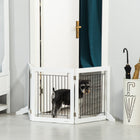 PawHut Folding Freestanding Pet Gate with 2 Support Feet - White-Two support feet for stability and balance 