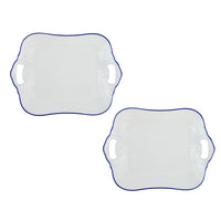 Casa Domani Café Rectangular Platter - 32 x 33cm - Blue - 2 Pack-Made of Porcelain