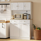 HOMCOM 68" H Pantry Cabinet with Charging Station - White-A large countertop provides space for meal prep and small appliances 